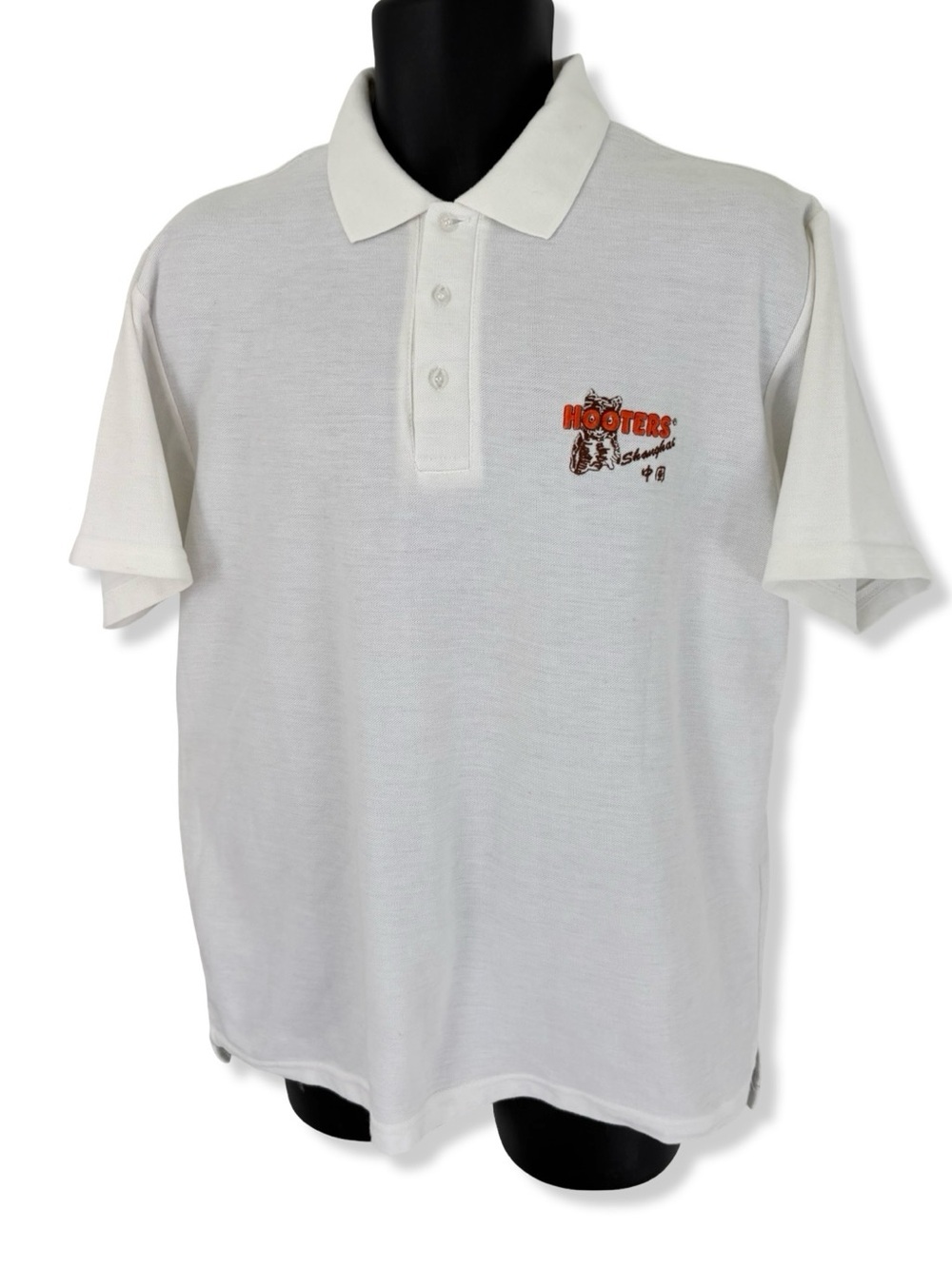 Vintage 90s Hooters White Polo Shirt